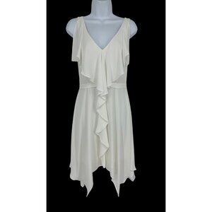 BCBG MAXAZRIA Jessica White Ruffle Sleeveless Lined Formal Dress Size 2